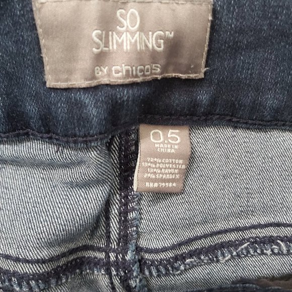 So Slimming Jeans by Chicos Blue Regular Size 0.5 (6) Women Stretch Pull on Long - Picture 11 of 13